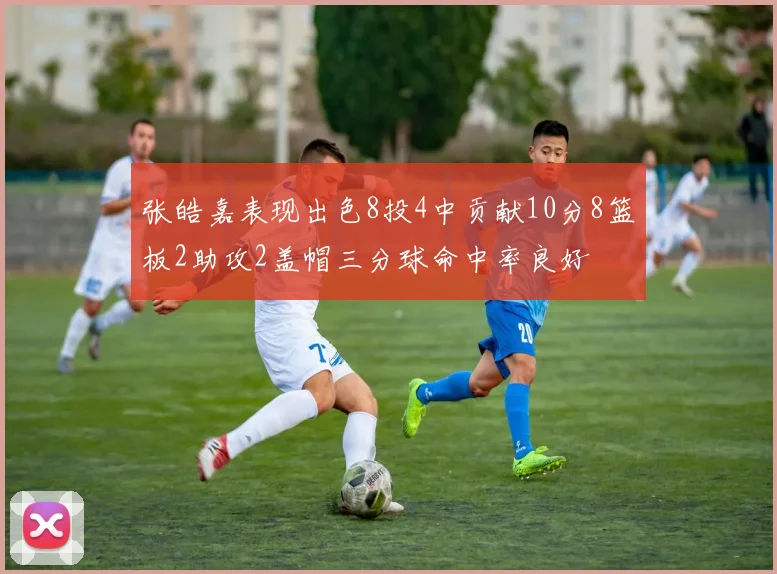 张皓嘉表现出色8投4中贡献10分8篮板2助攻2盖帽三分球命中率良好